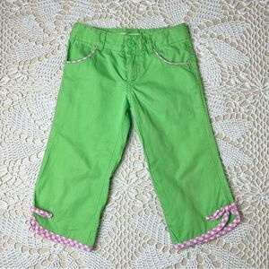 Vintage Y2K Lilly Pulitzer Girls 4 Years Green Pink Gingham Cropped Capri Pants
